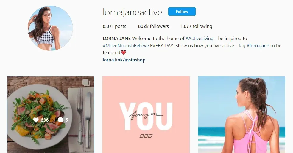LORNA JANE Instagram
