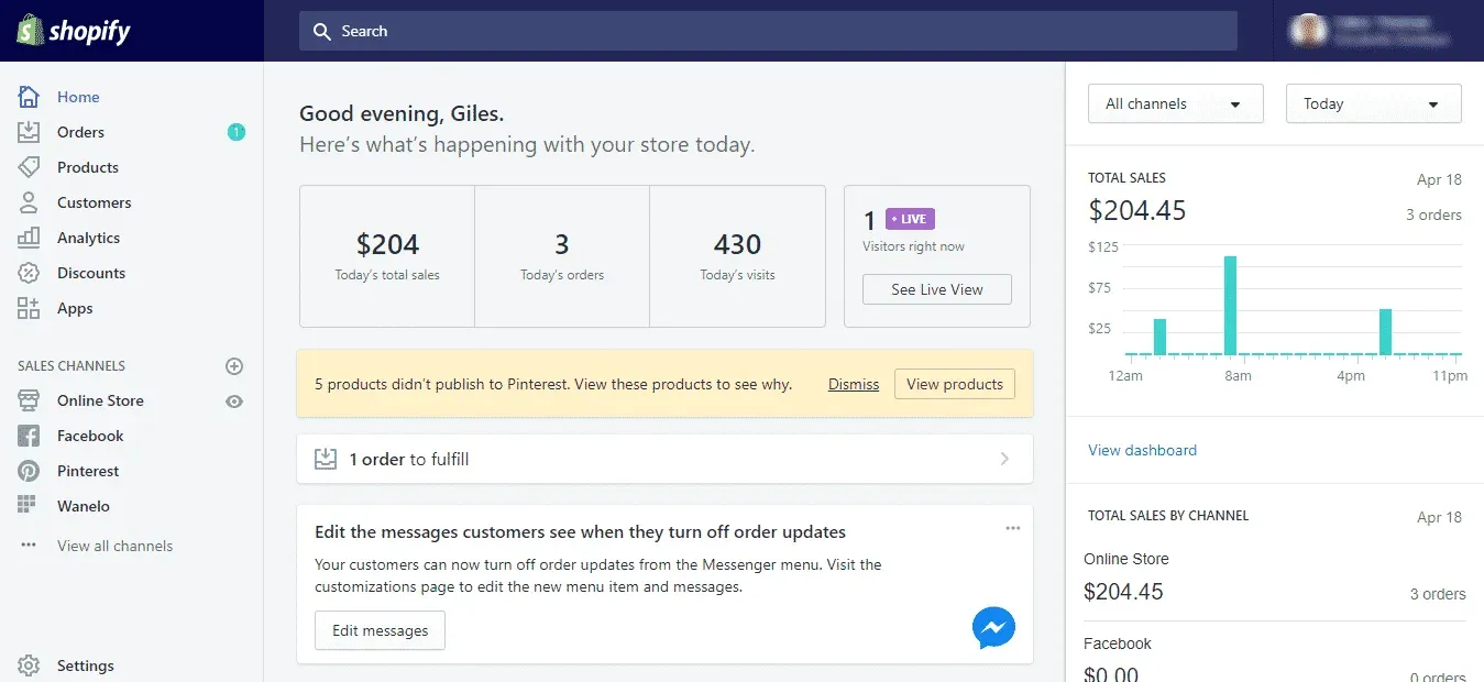 Shopify Dashboard 1 2