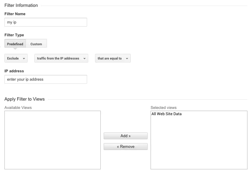 google analytics ip address filter