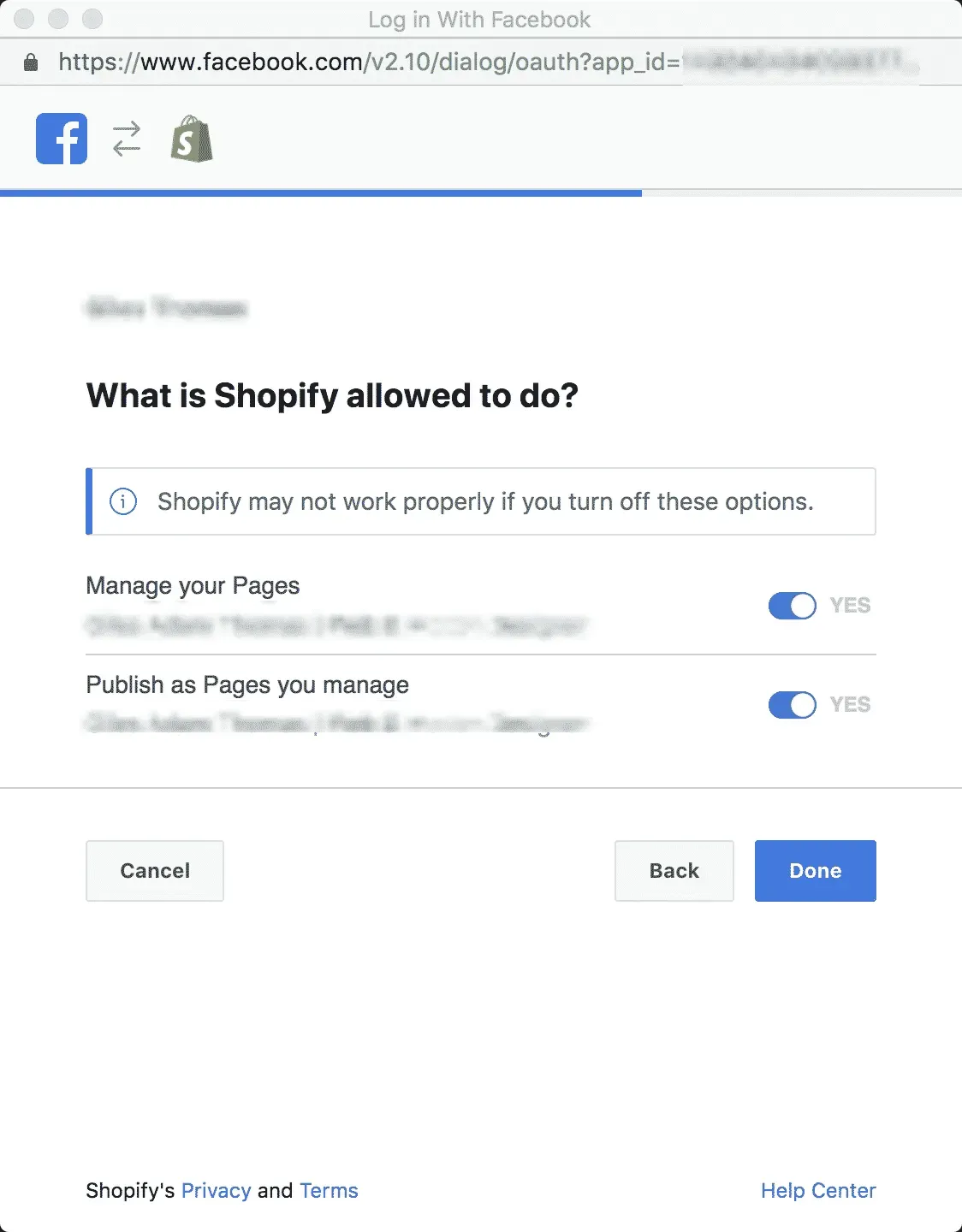shopify facebook connect facebook permissions 799x1024