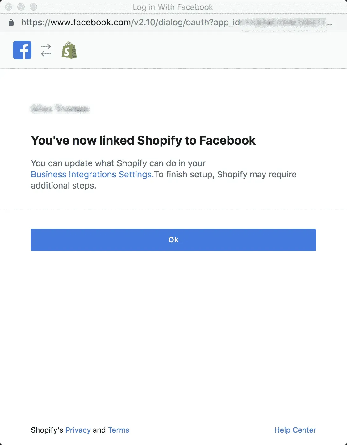 shopify facebook now connected confirmation 799x1024