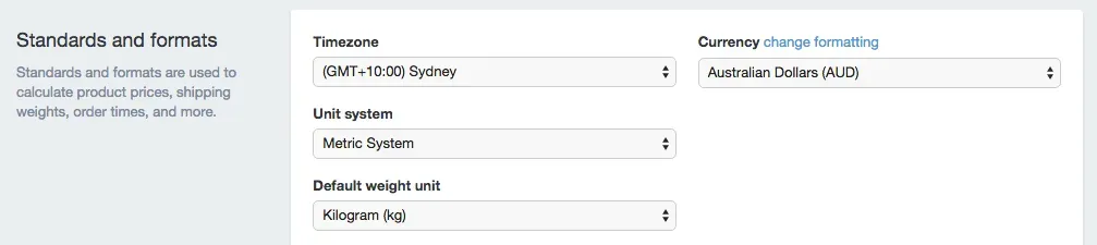 shopify standards formats
